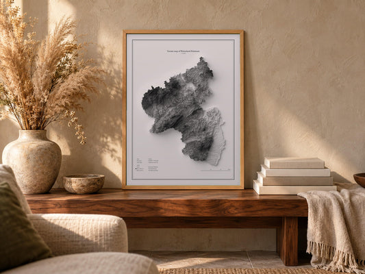 Rheinland-Pfalz - Reliefkarte, an der Wand