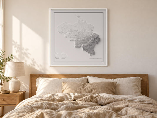 Belgien - Reliefkarte, an der Wand