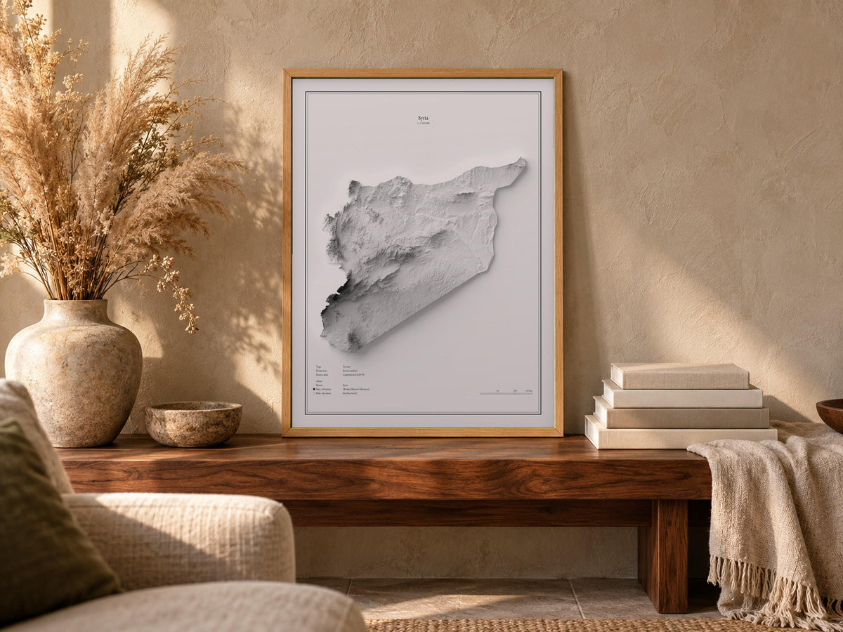 Syrien - Reliefkarte, an der Wand