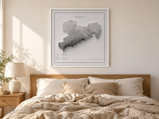 Sachsen - Reliefkarte, an der Wand