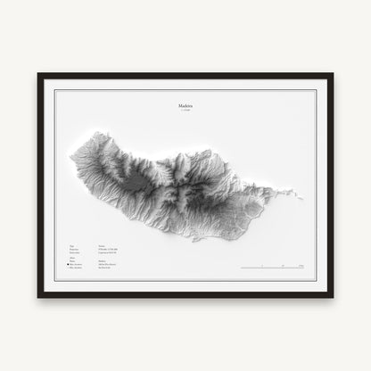 Madeira - Reliefkarte, im schwarzen Rahmen