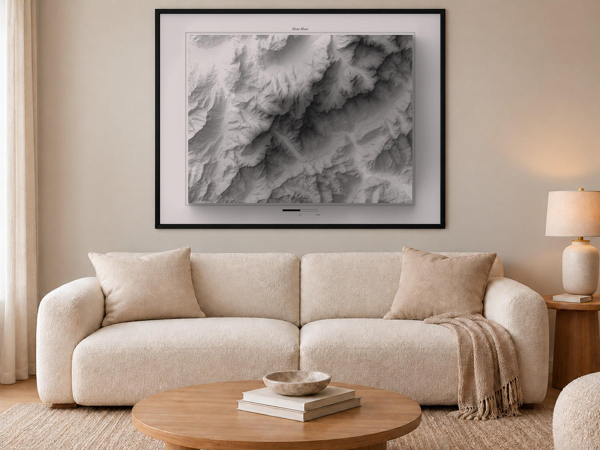 Mont Blanc - Reliefkarte, an der Wand