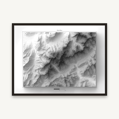 Mont Blanc - Reliefkarte, im schwarzen Rahmen