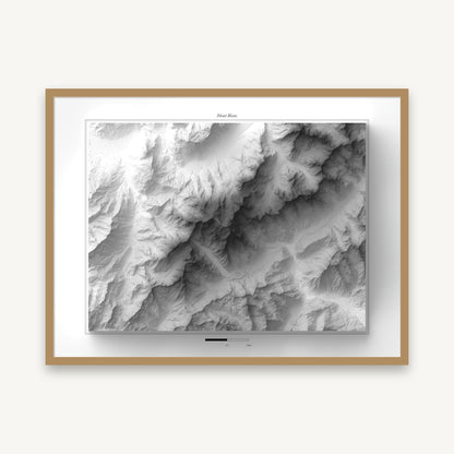 Mont Blanc - Reliefkarte, im Naturholzrahmen
