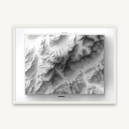 Mont Blanc - Reliefkarte, im weißen Rahmen