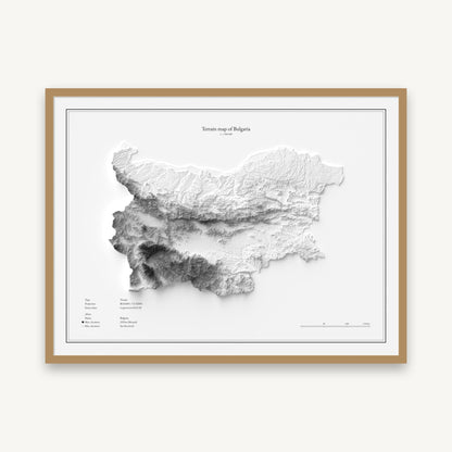 Bulgarien - Reliefkarte, im Naturholzrahmen