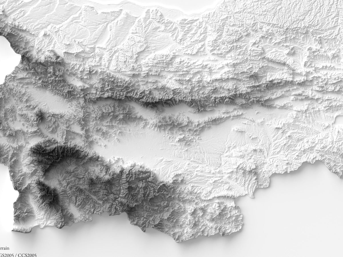 Bulgarien - Reliefkarte, Detailansicht