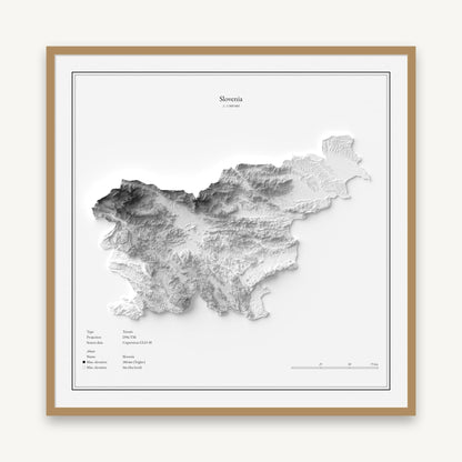Slowenien - Reliefkarte, im Naturholzrahmen