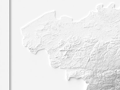 Belgien - Reliefkarte, Detailansicht