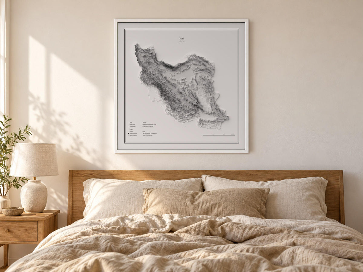 Iran - Reliefkarte, an der Wand