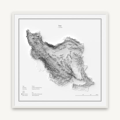 Iran - Reliefkarte, im weißen Rahmen