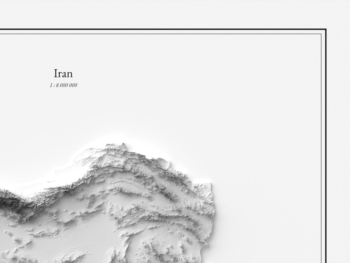 Iran - Reliefkarte, Detailansicht