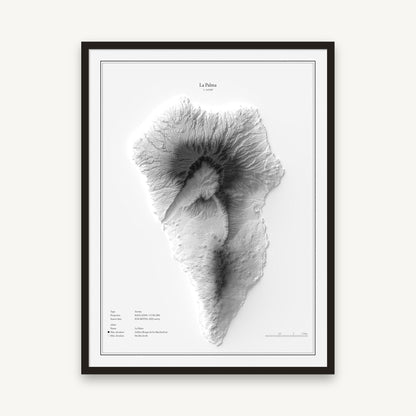La Palma - Reliefkarte, im schwarzen Rahmen