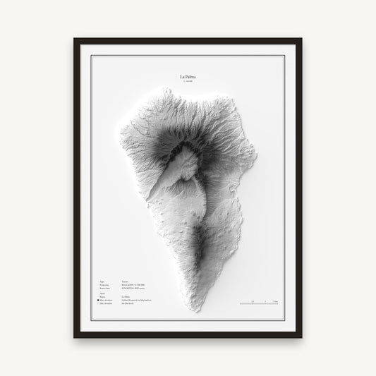 La Palma - Reliefkarte, im schwarzen Rahmen