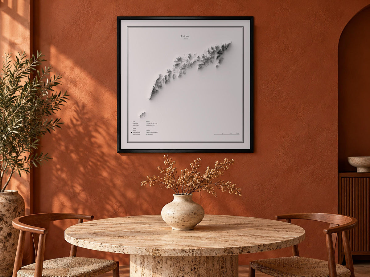 Lofoten - Reliefkarte, an der Wand