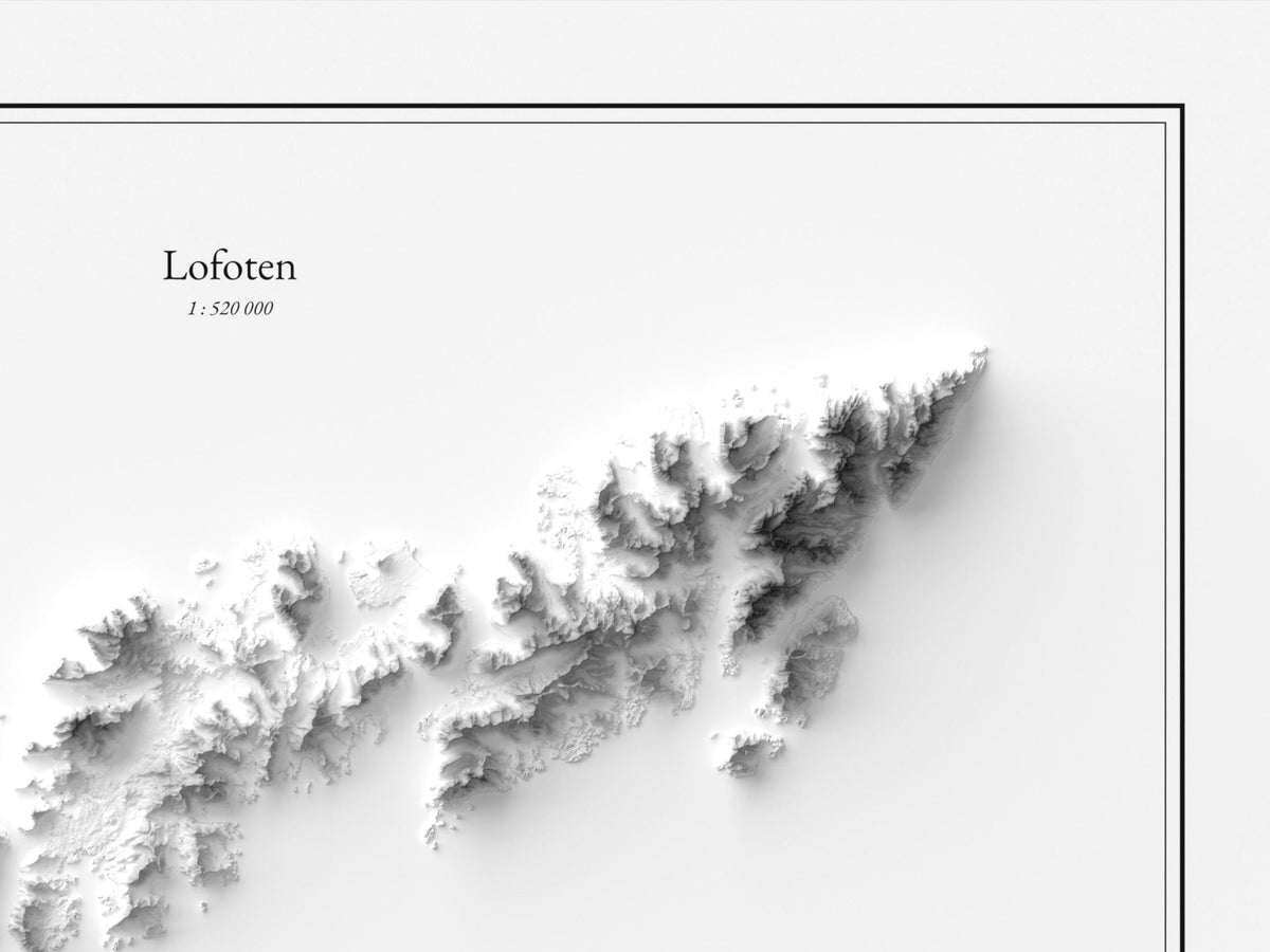 Lofoten - Reliefkarte, Detailansicht