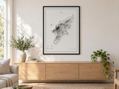 Rhodos - Reliefkarte, an der Wand
