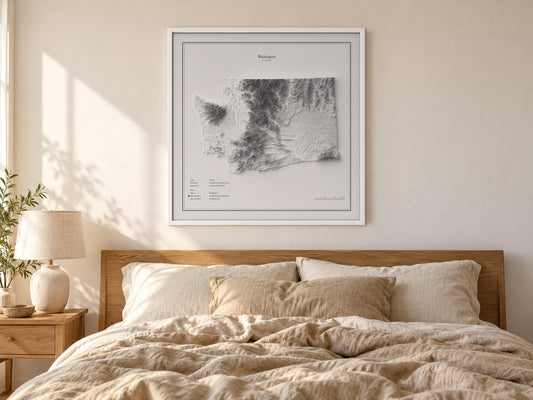 Washington - Reliefkarte, an der Wand