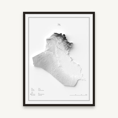 Irak - Reliefkarte, im schwarzen Rahmen