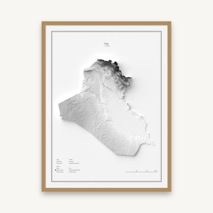 Irak - Reliefkarte, im Naturholzrahmen