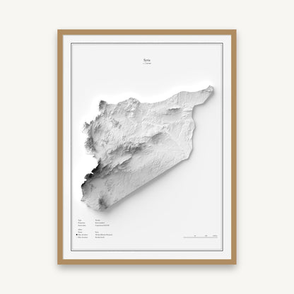 Syrien - Reliefkarte, im Naturholzrahmen
