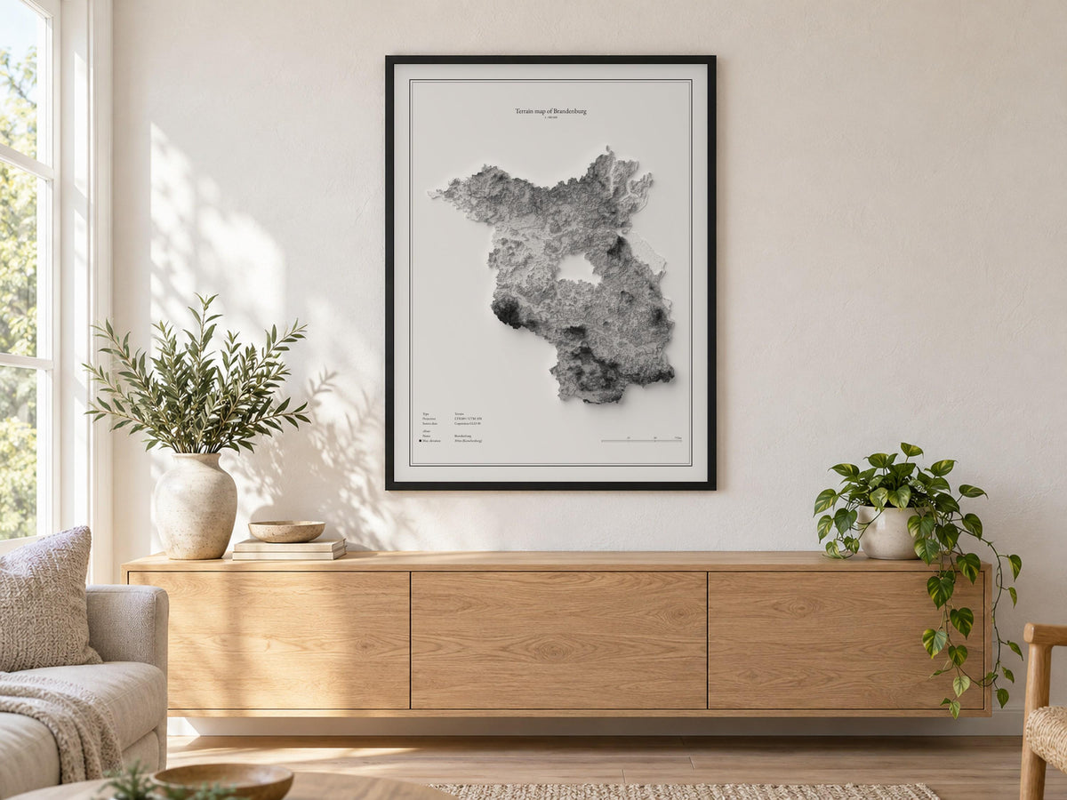 Brandenburg - Reliefkarte, an der Wand