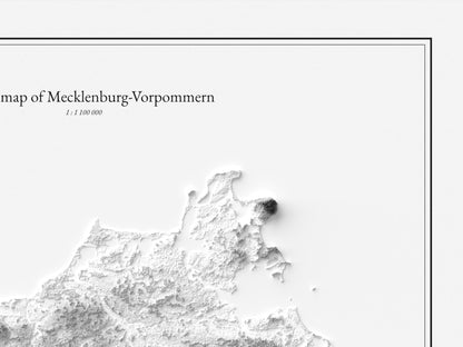 Mecklenburg-Vorpommern - Reliefkarte, Detailansicht