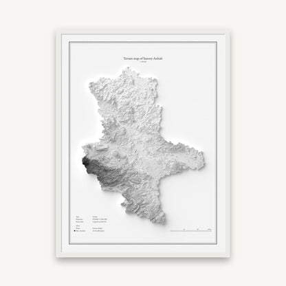 Sachsen-Anhalt - Reliefkarte, im weißen Rahmen
