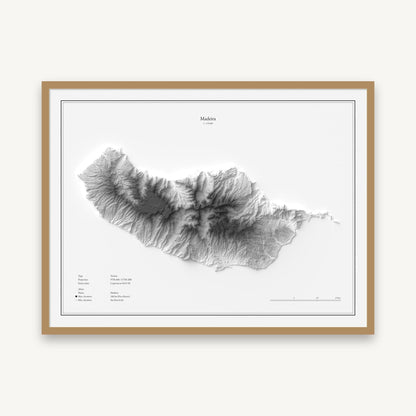 Madeira - Reliefkarte, im Naturholzrahmen