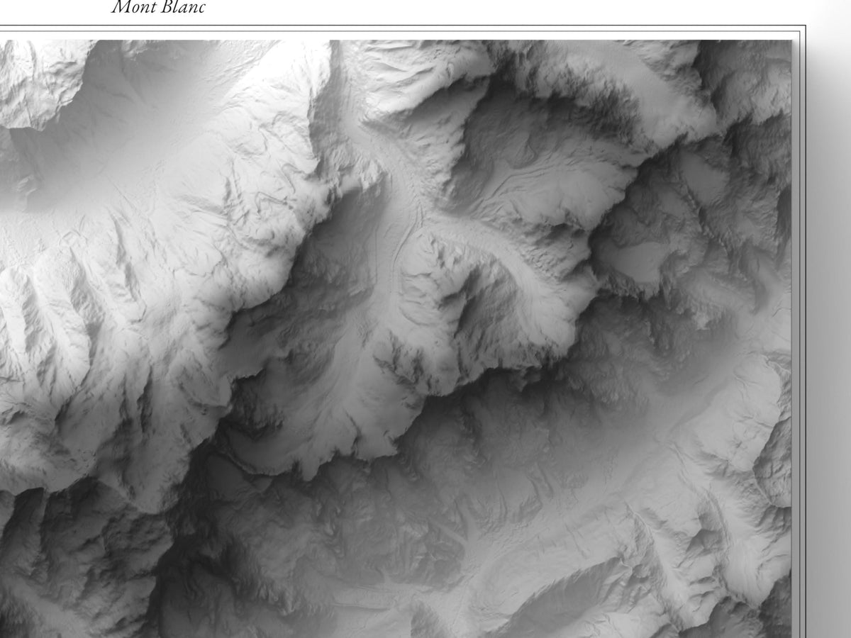Mont Blanc - Reliefkarte, Detailansicht