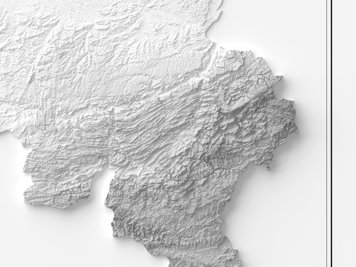 Belgien - Reliefkarte, Detailansicht