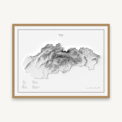 Slowakei - Reliefkarte, im Naturholzrahmen