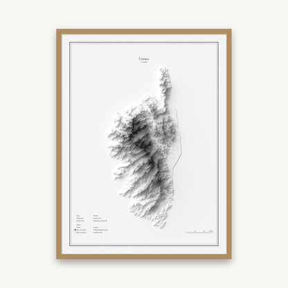 Korsika - Reliefkarte, im Naturholzrahmen