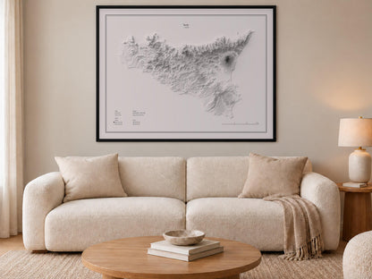 Sizilien - Reliefkarte, an der Wand