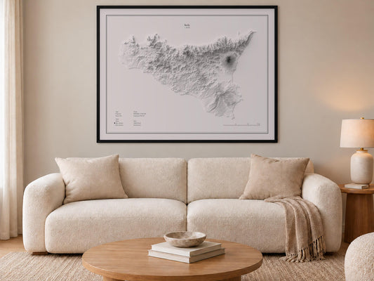 Sizilien - Reliefkarte, an der Wand