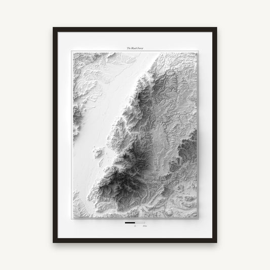 Schwarzwald - Reliefkarte, im schwarzen Rahmen