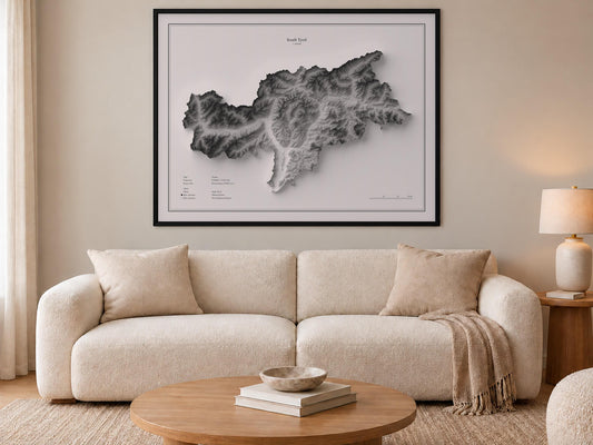 Südtirol - Reliefkarte, an der Wand