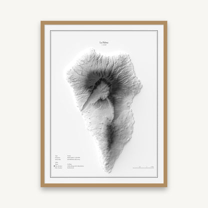 La Palma - Reliefkarte, im Naturholzrahmen
