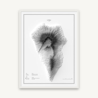 La Palma - Reliefkarte, im weißen Rahmen
