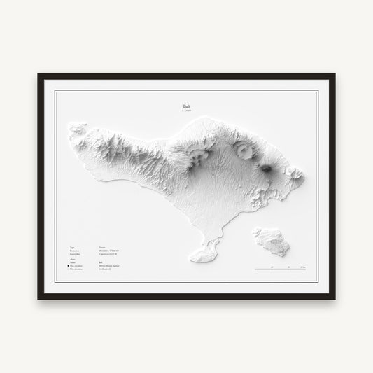 Bali - Reliefkarte, im schwarzen Rahmen
