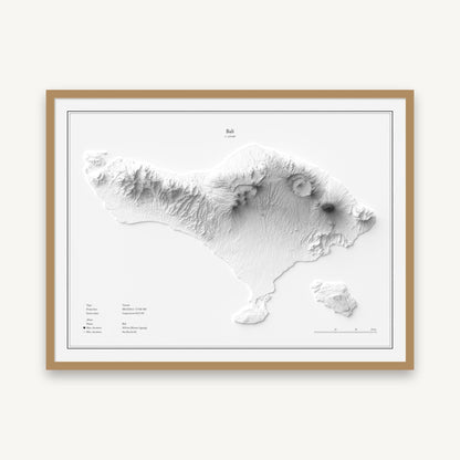 Bali - Reliefkarte, im Naturholzrahmen