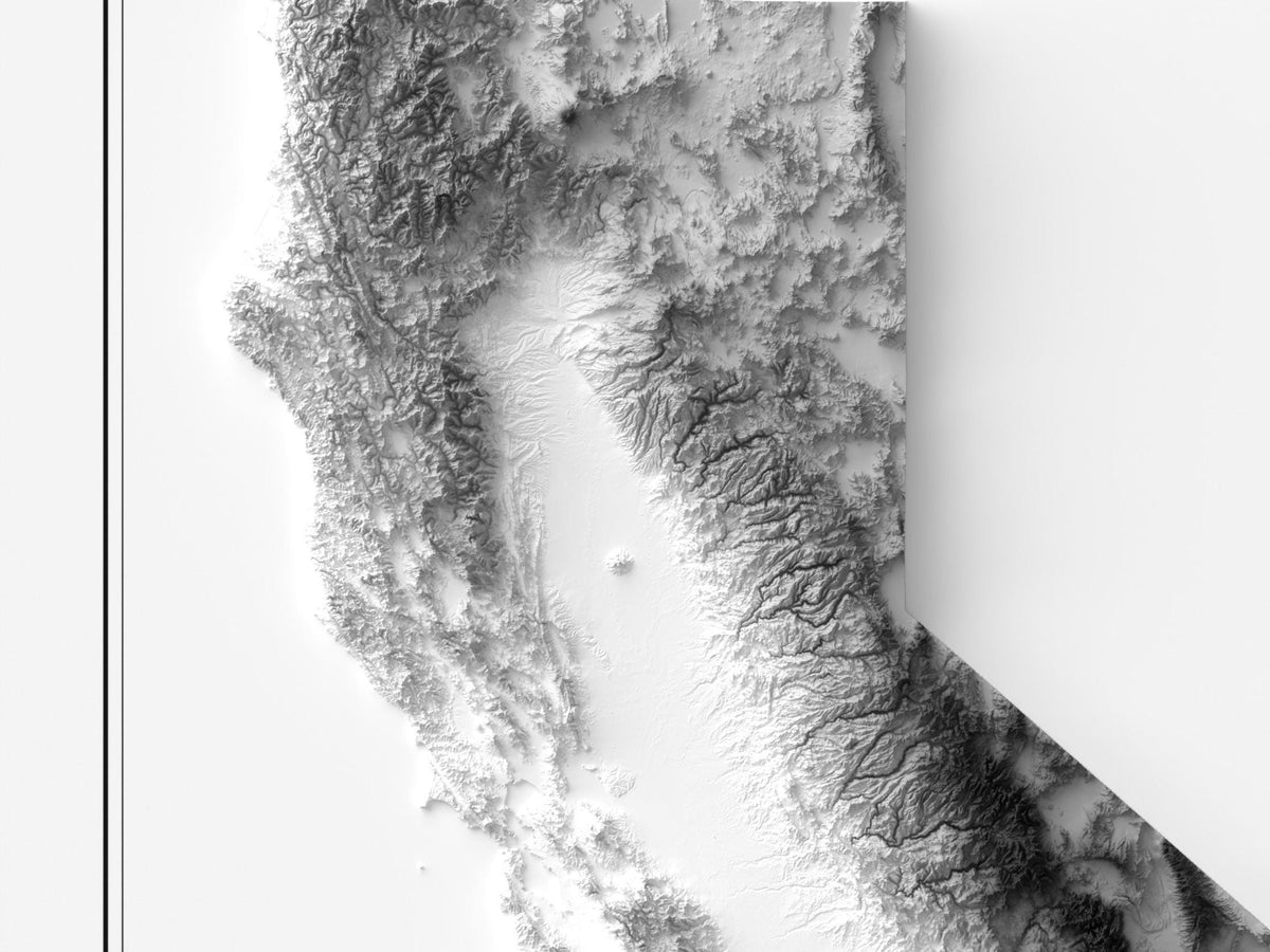 Kalifornien - Reliefkarte, Detailansicht