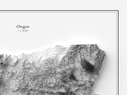 Oregon - Reliefkarte, Detailansicht
