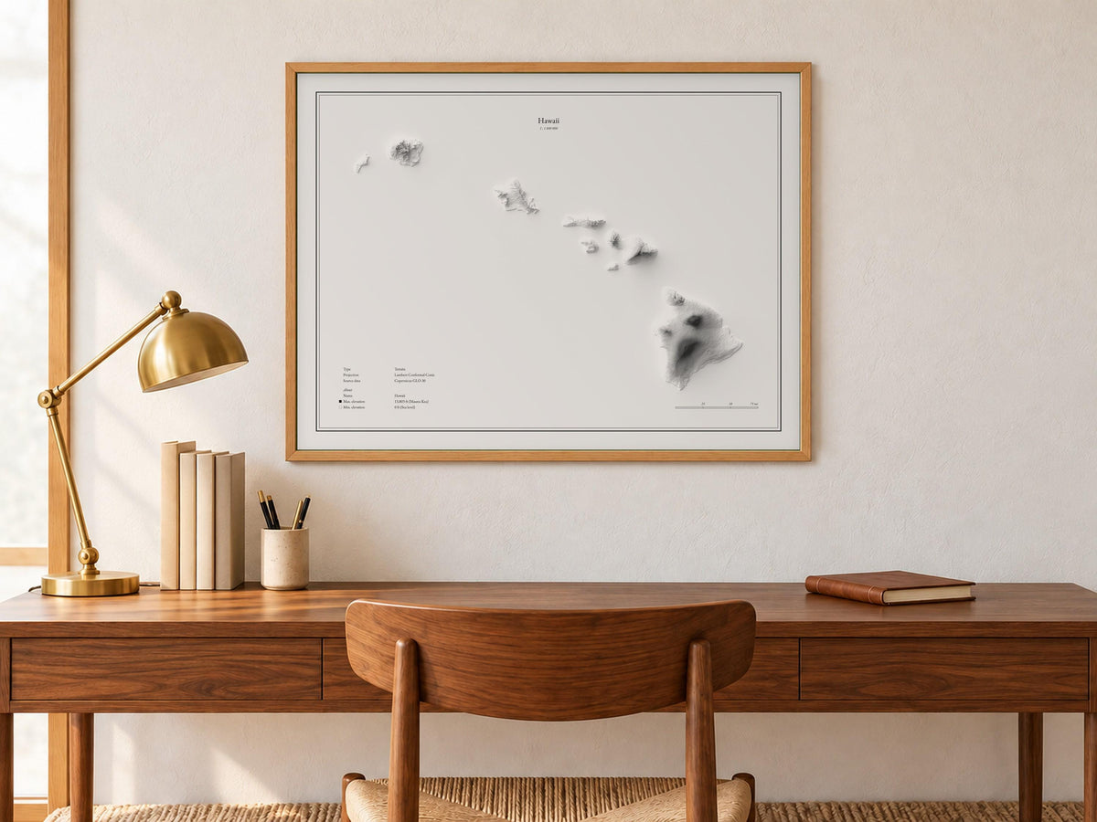 Hawaii - Reliefkarte, an der Wand