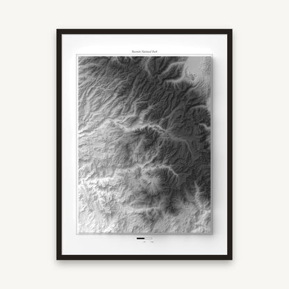 Yosemite - Reliefkarte, im schwarzen Rahmen