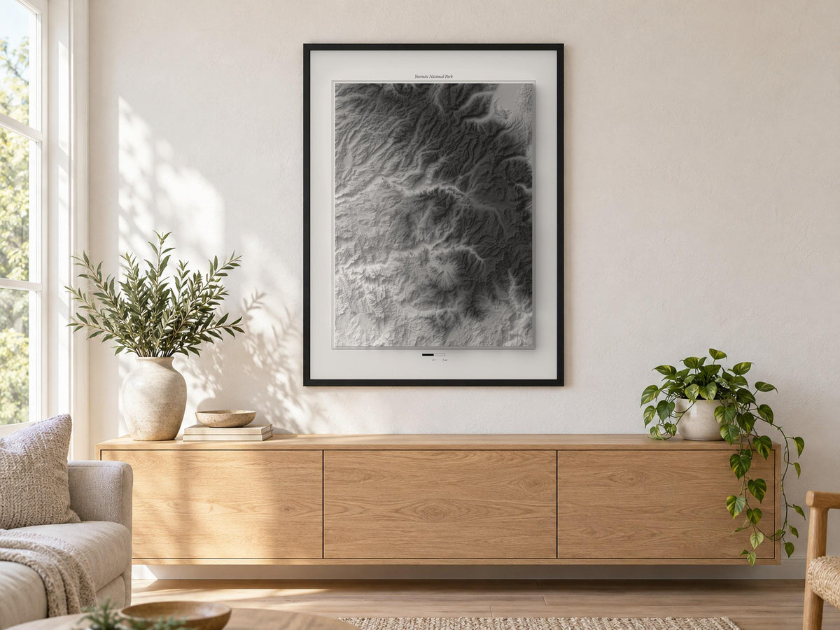 Yosemite - Reliefkarte, an der Wand