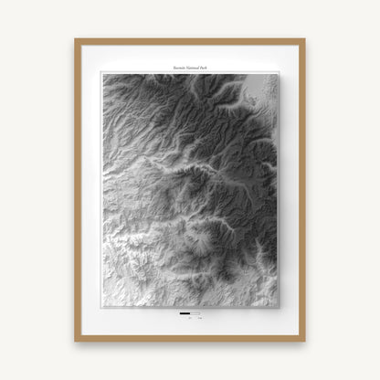 Yosemite - Reliefkarte, im Naturholzrahmen