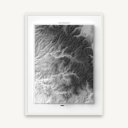 Yosemite - Reliefkarte, im weißen Rahmen